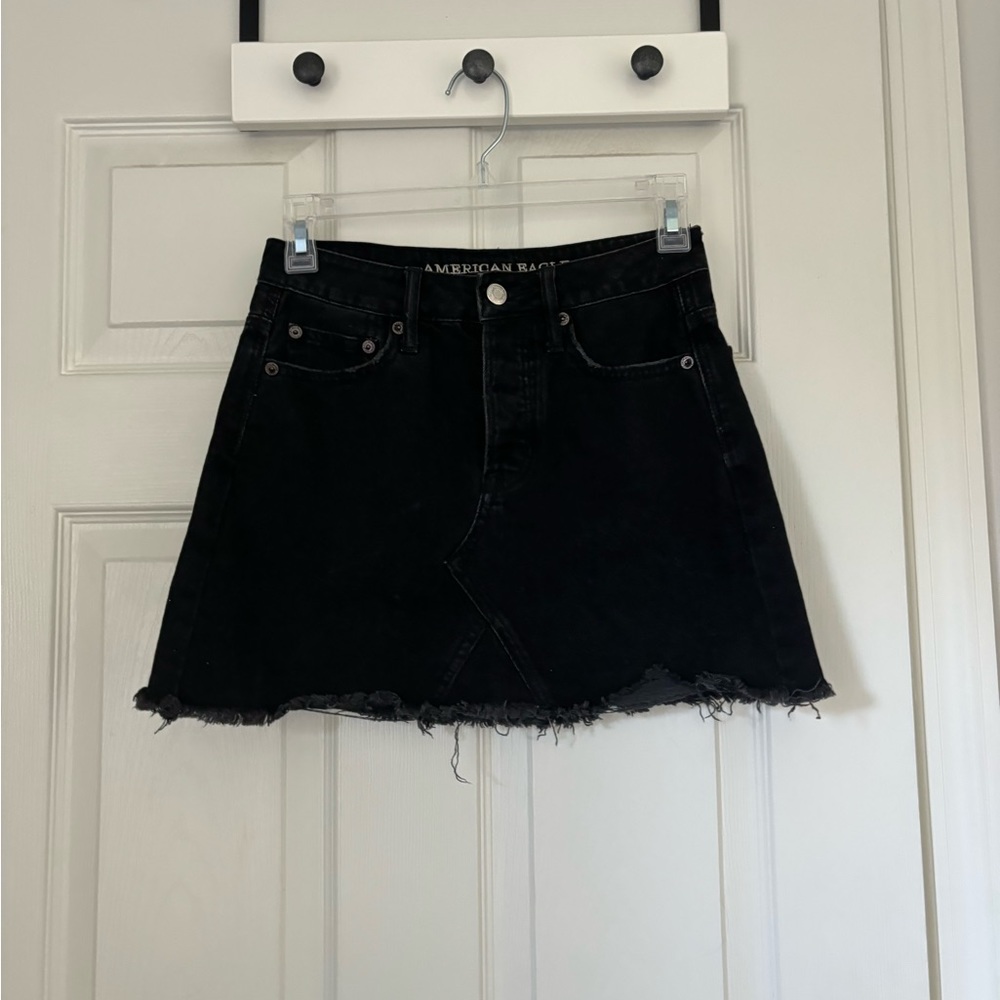 American Eagle Black Denim Mini Skirt